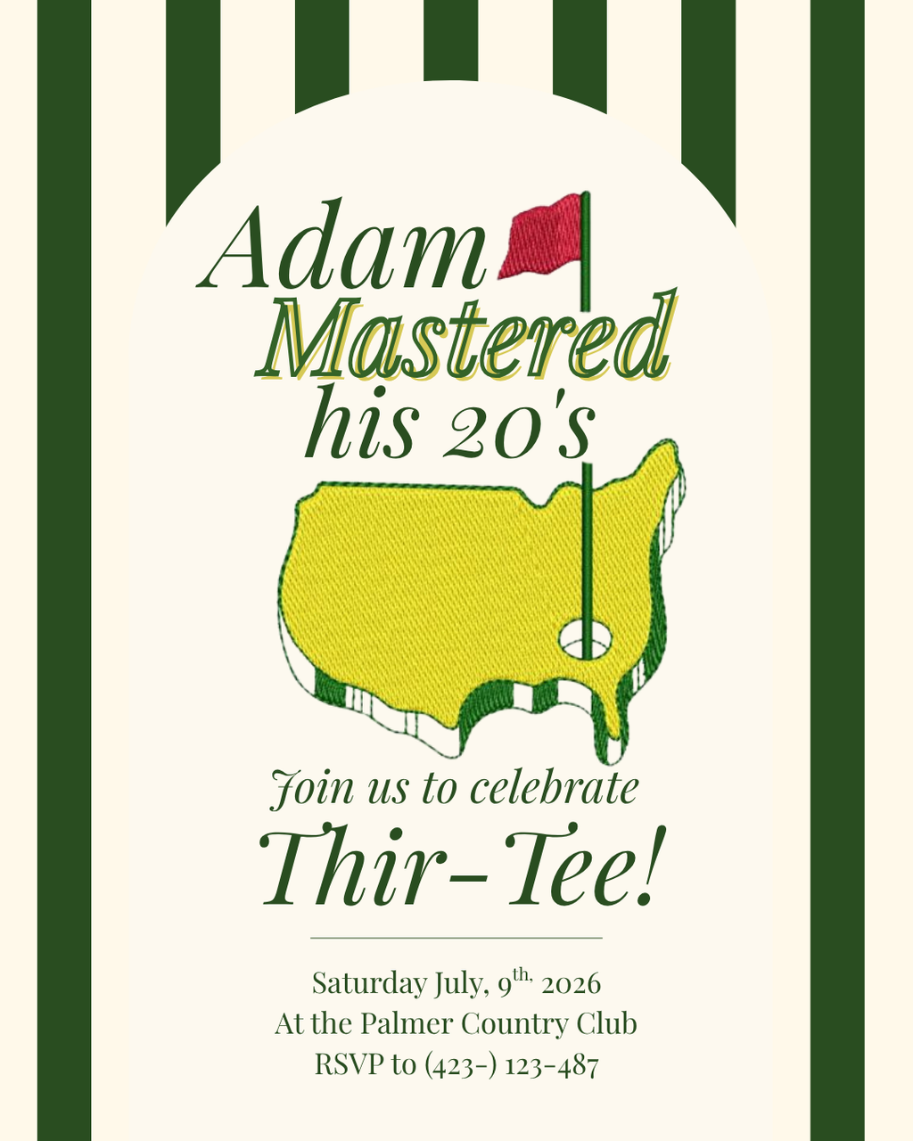 Masters Golf Themed Digital Invitation Template
