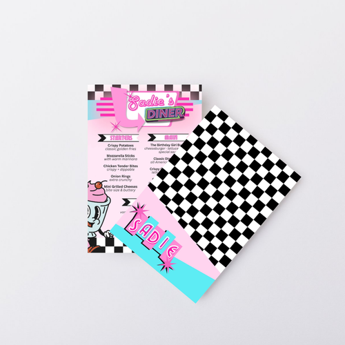 80's Themed Custom Printed Menu