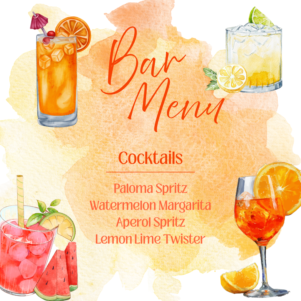 Summer Drinks Custom Printed Menus