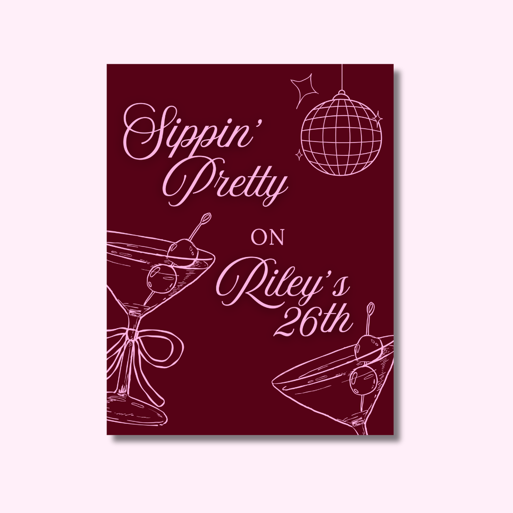 Sippin' Pretty Custom Printed Menus
