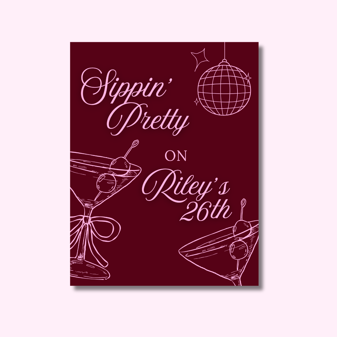 Sippin' Pretty Custom Printed Menus