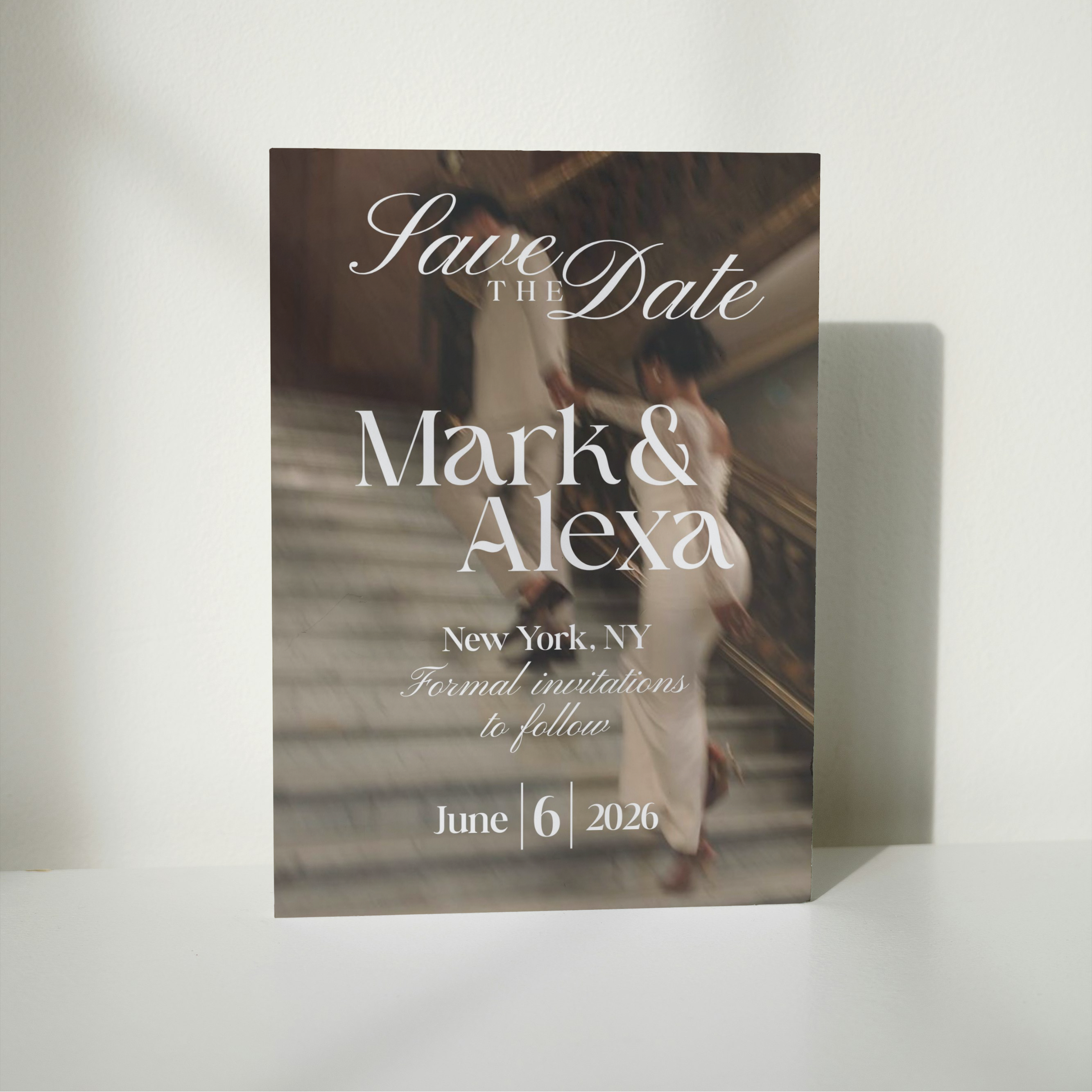 Custom Printed Minimalistic Neutral Save The Date Cards