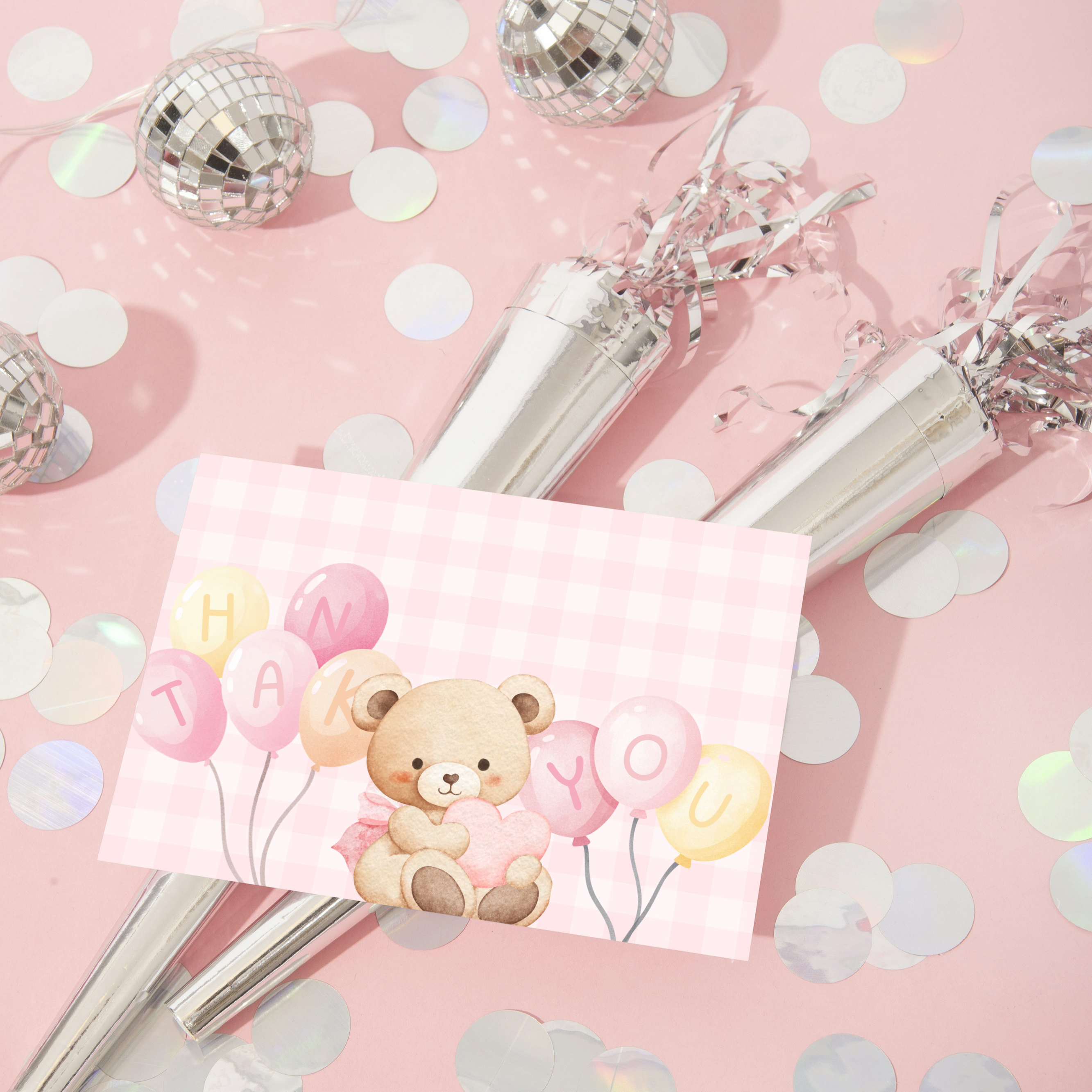 Pastel Teddy Custom Printed Thank You Cards
